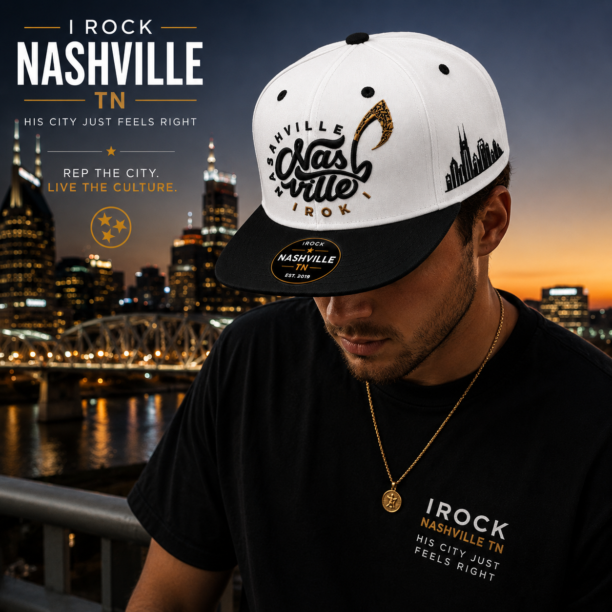 Nashville Script Snapback

White / Black Premium Edition