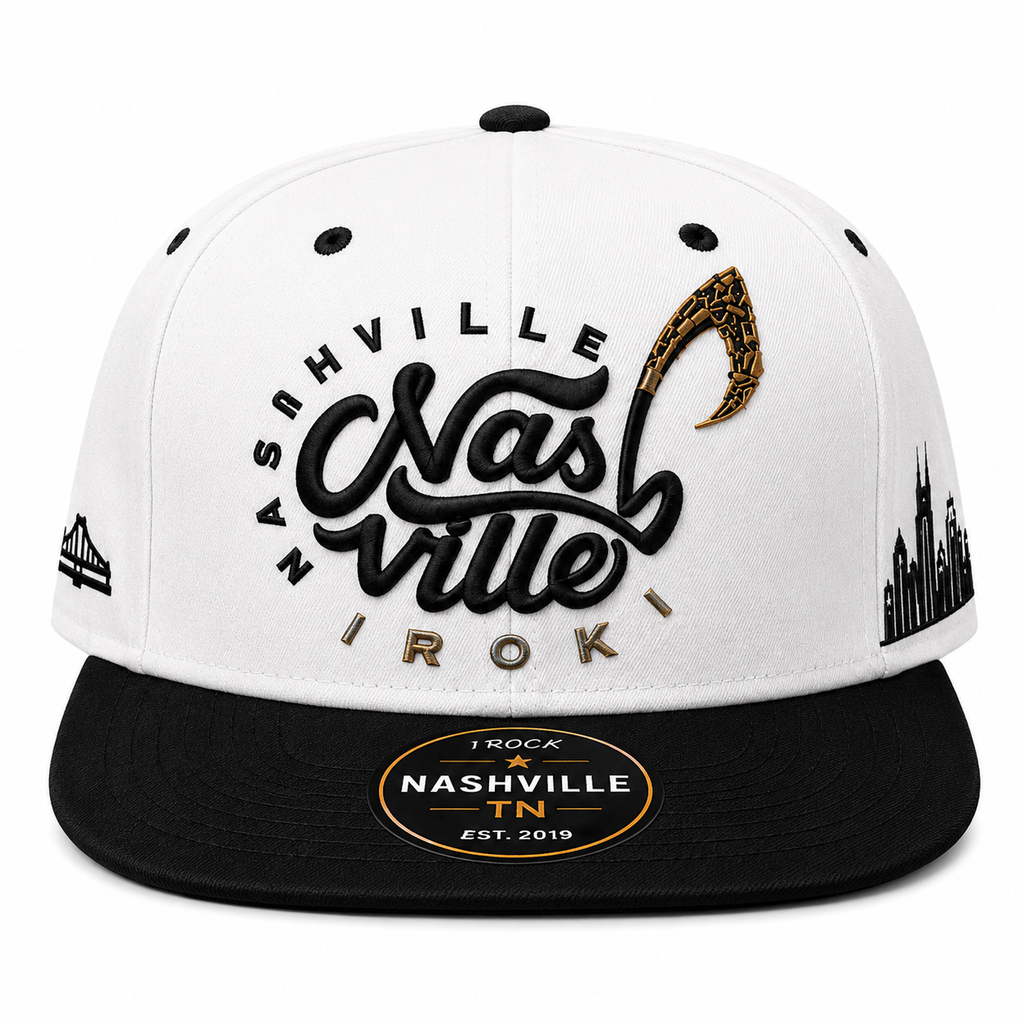 Nashville Script Snapback

White / Black Premium Edition