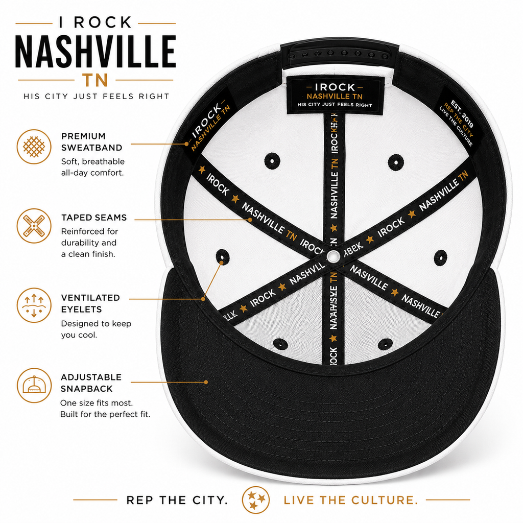 Nashville Script Snapback

White / Black Premium Edition