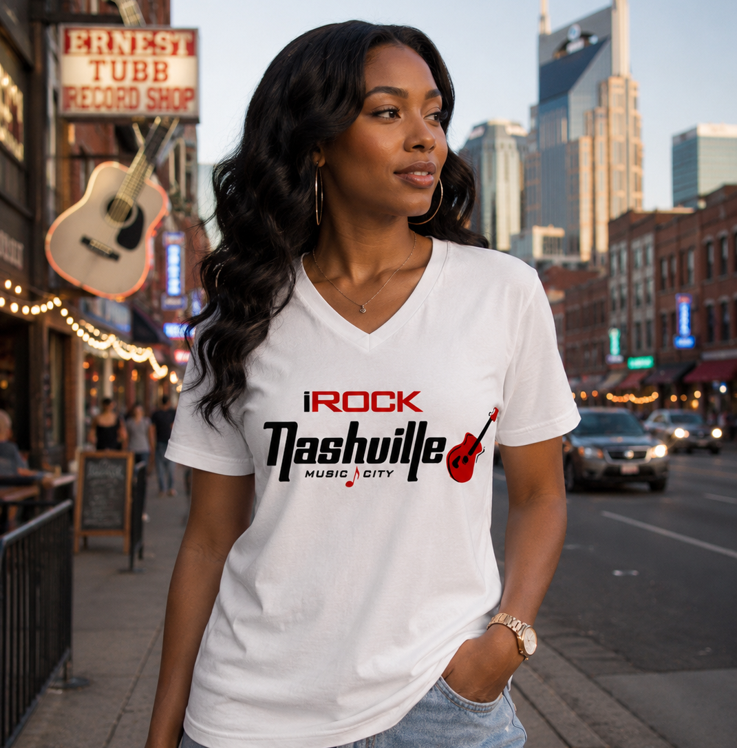 iROCK Nashville™ Music City V-Neck T-Shirt